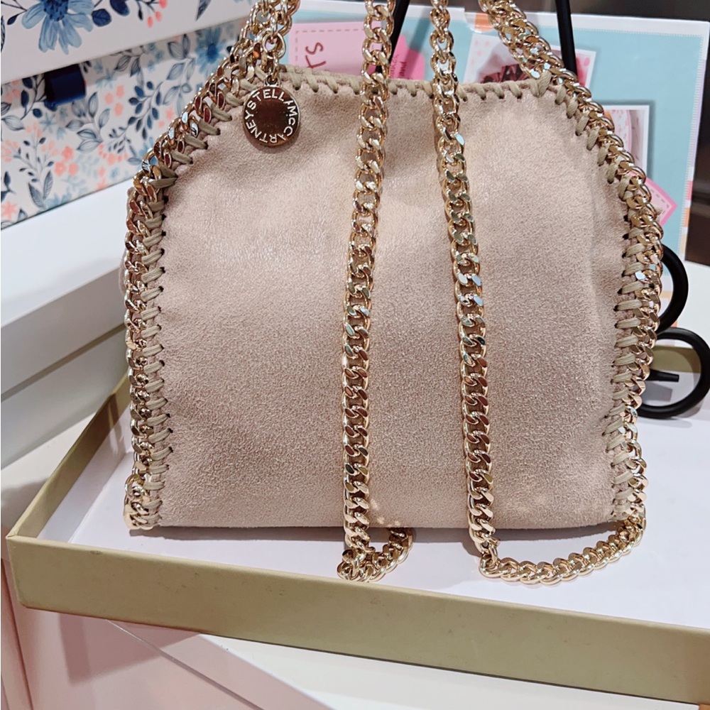 Stella McCartney Beige Mini Falabella with Gold Chain Trim - Picture 2 of 4